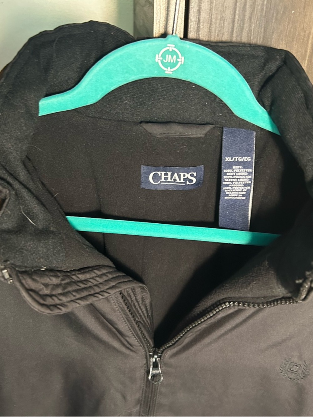 Chaps Black Full-Zip Jacket with Stand Collar